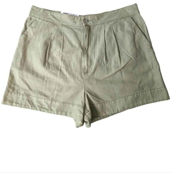 JOIE Short Size XL Pleated Linen Cotton Blend High Waist Faded Cactus NWT - Picture 1 of 7